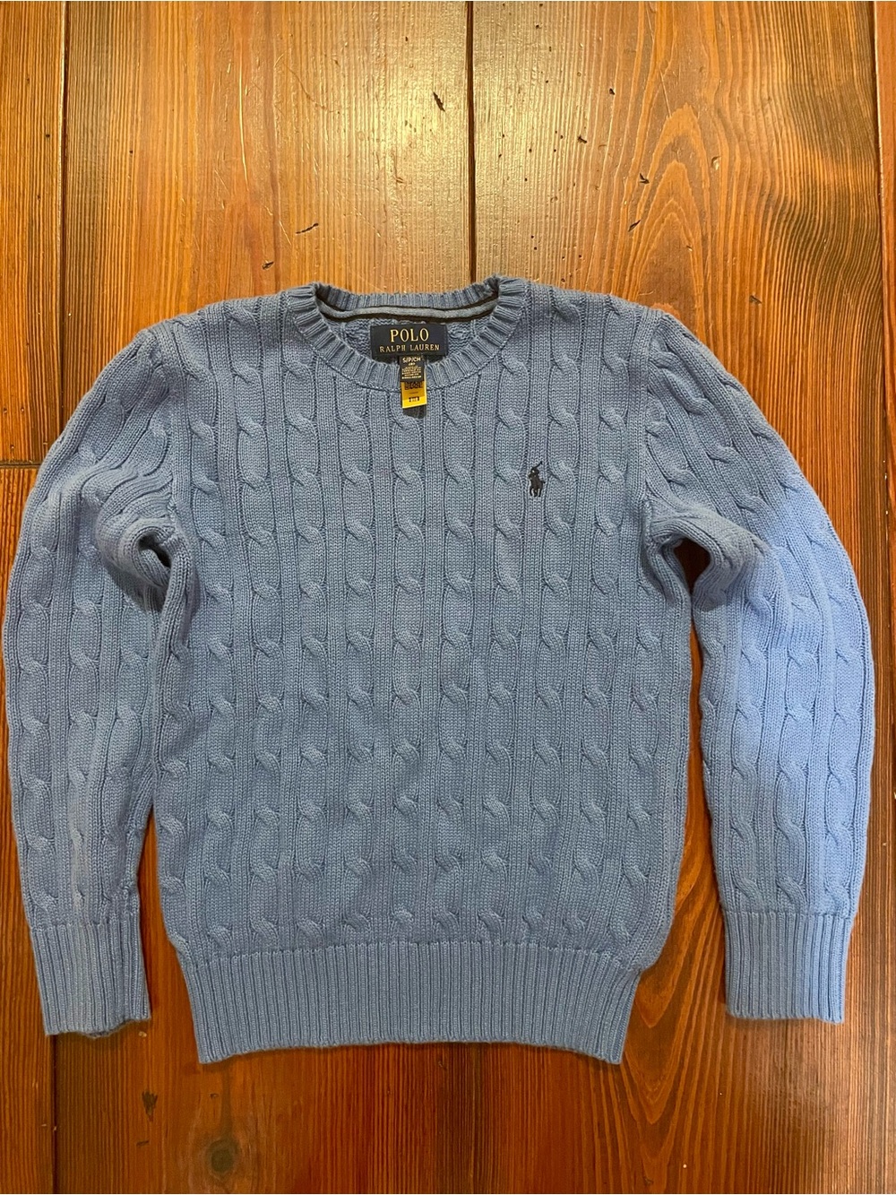 Polo by Ralph Lauren Boys Sky Blue Cable Knit Crewneck Sweater